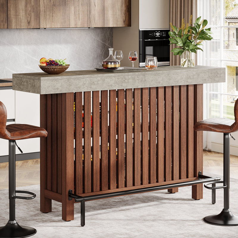 Wrought Studio Modern 2-Tier Bar Table Footrest Home Bar Unit